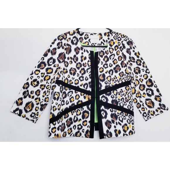Line & Doc Women's Animal Print Blazer Jacket 3/4 Sleeve Size Medium - Picture 2 of 7